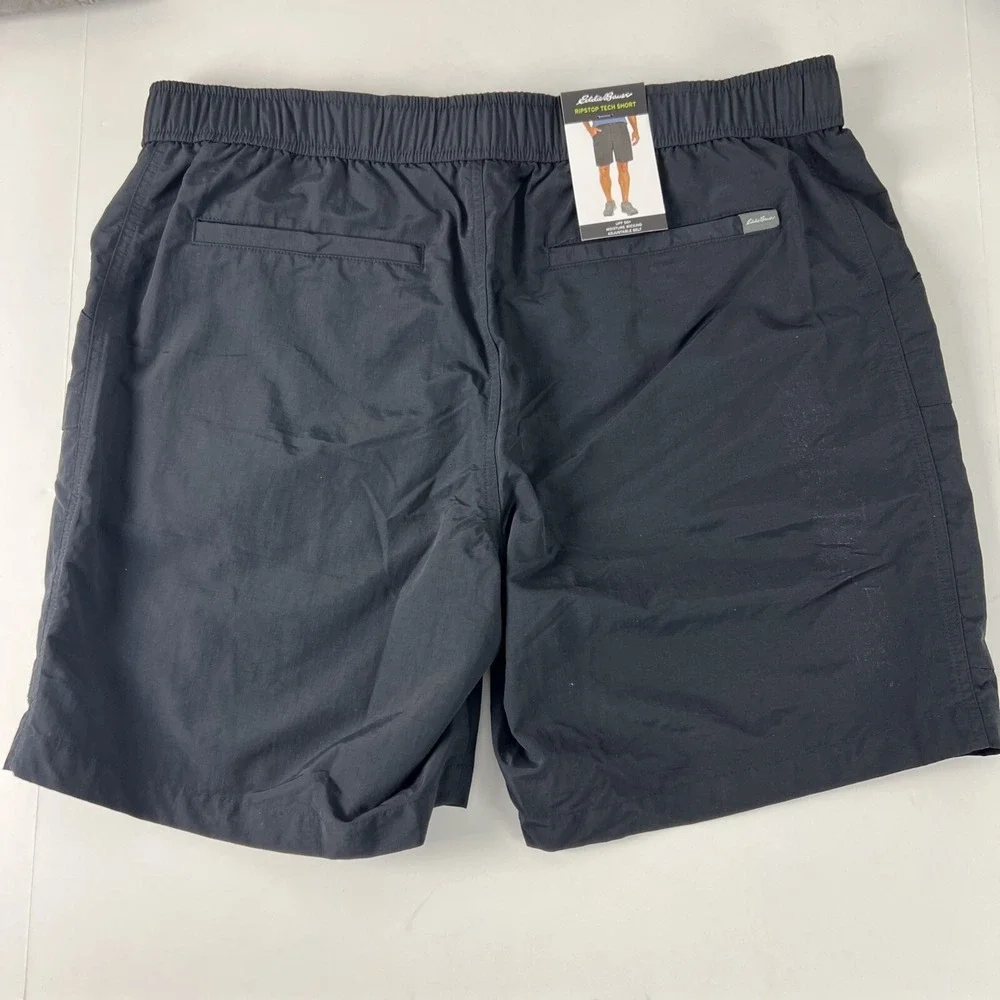 Eddie Bauer Men's Shorts Tech Pull On Size XL‎ UPF 50+ 4 Way Stretch Black D28
